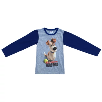 A kis kedvencek titkos élete hosszú ujjú vékony felső kék színben Max kutyussal