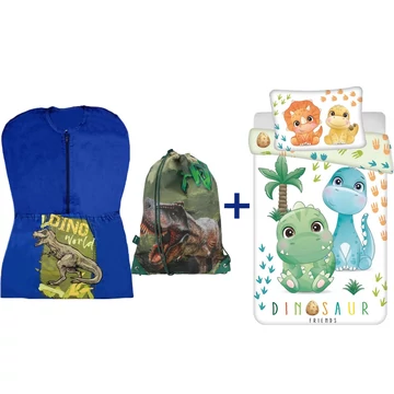 3 részes dinoszauruszos ovis szett, 3 különböző dínó mintával: ovis zsák, tornazsák és ágyneműhuzat. 3 részes dinoszauruszos ovis szett, 3 különböző dínó mintával: ovis zsák, tornazsák és ágyneműhuzat.