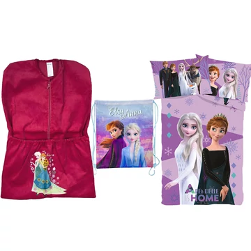 3 részes Disney Jégvarázs ovis szett rózsaszín Jégvarázs ovis zsákkal, kék-lila Elza és Anna tornazsákkal és Jégvarázs lila ágyneműhuzattal, 100x135 cm-s, ovis szabványméretben. 3 részes Disney Jégvarázs ovis szett rózsaszín Jégvarázs ovis zsákkal, kék-lila Elza és Anna tornazsákkal és Jégvarázs lila ágyneműhuzattal, 100x135 cm-s, ovis szabványméretben.