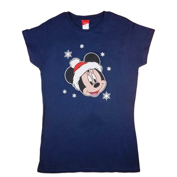 Rövid ujjú női póló karácsonyi Minnie egér mintával Rövid ujjú női póló karácsonyi Minnie egér mintával