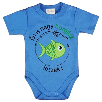 "Én is nagy horgász leszek" feliratos rövid ujjú baba body sárga "Én is nagy horgász leszek" feliratos rövid ujjú baba body sárga