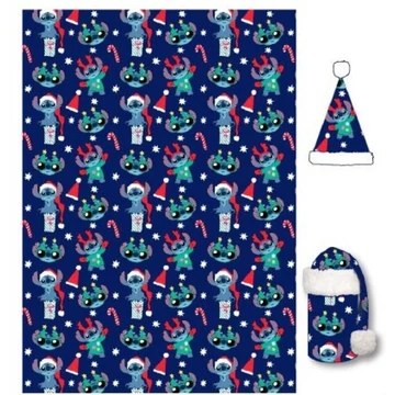 Disney Lilo és Stitch, A csillagkutya Holiday karácsonyi flanel takaró és sapka szett Disney Lilo és Stitch, A csillagkutya Holiday karácsonyi flanel takaró és sapka szett