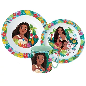 Disney Vaiana Lagoon étkészlet, micro műanyag szett bögrével 350 ml Disney Vaiana Lagoon étkészlet, micro műanyag szett bögrével 350 ml
