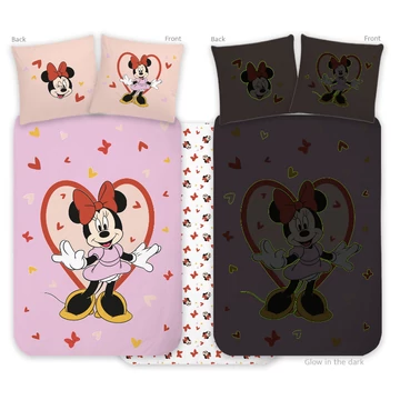 Disney Minnie Heart sötétben világító gyerek, ovis ágyneműhuzat 100x135cm, 40x60cm Disney Minnie Heart sötétben világító gyerek, ovis ágyneműhuzat 100x135cm, 40x60cm