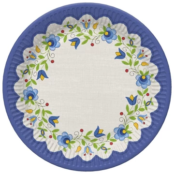 Hímzés Folk papírtányér 8 db-os 22,7 cm