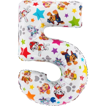 Mancs Őrjárat Star 5-ös szám fólia lufi 66 cm Mancs Őrjárat Star 5-ös szám fólia lufi 66 cm