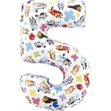 Bluey Friends 5-ös szám fólia lufi 66 cm Bluey Friends 5-ös szám fólia lufi 66 cm