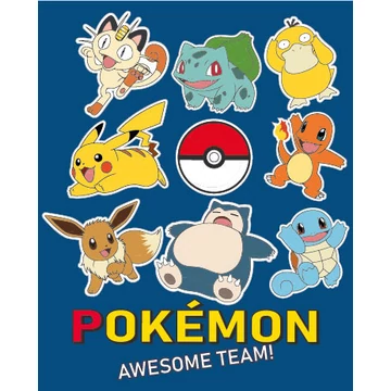 Pokémon Awesome Team coral fleece polár takaró 130x160cm Pokémon Awesome Team coral fleece polár takaró 130x160cm