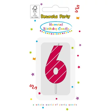 Színes Pink Pattern 6-os tortagyertya, számgyertya
