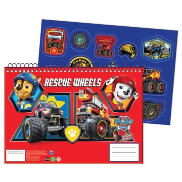 Mancs Őrjárat Rescue Wheels A/4 spirál vázlatfüzet 40 lapos matricával Mancs Őrjárat Rescue Wheels A/4 spirál vázlatfüzet 40 lapos matricával