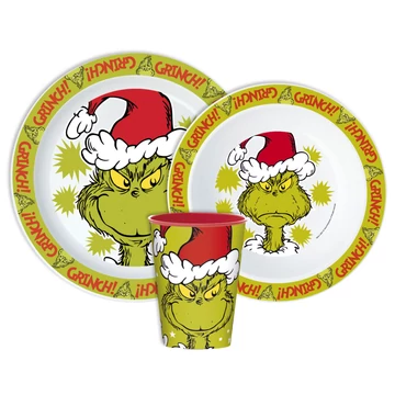 A Grincs Christmas Mischief étkészlet, micro műanyag szett, pohárral 260 ml  A Grincs Christmas Mischief étkészlet, micro műanyag szett, pohárral 260 ml