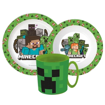 Minecraft Pixelcraft étkészlet, micro műanyag szett bögrével 390 ml  Minecraft Pixelcraft étkészlet, micro műanyag szett bögrével 390 ml