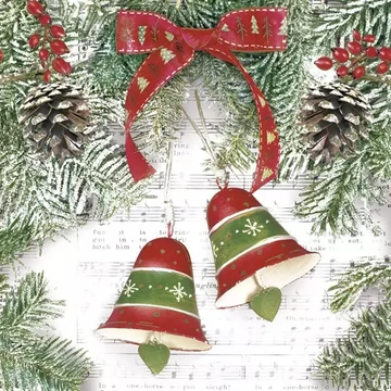 Karácsonyi Bells on Music Notes szalvéta 20 db-os 33x33 cm Karácsonyi Bells on Music Notes szalvéta 20 db-os 33x33 cm