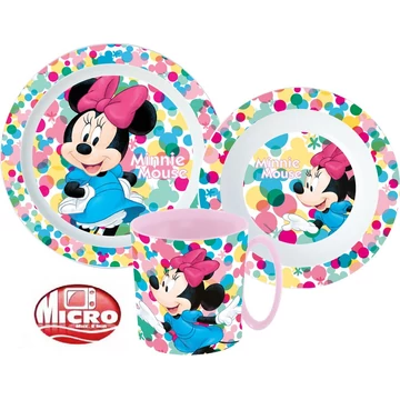 Disney Minnie Feel Good étkészlet, micro műanyag szett bögrével 350 ml