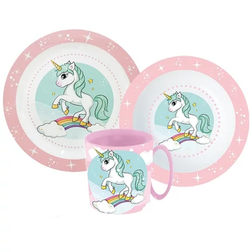 Unikornis Range étkészlet, micro műanyag szett bögrével 350 ml