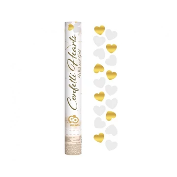 Szív Gold White Hearts konfetti kilövő 40 cm Szív Gold White Hearts konfetti kilövő 40 cm