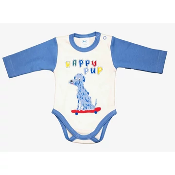 Hosszú ujjú baba body Kutyus mintával