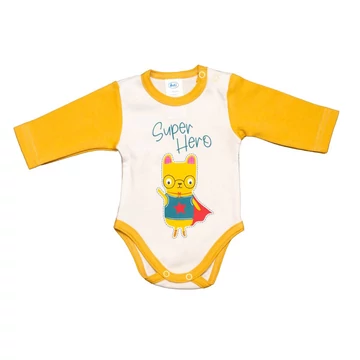Hosszú ujjú baba body Cicás mintával