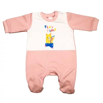 Belül bolyhos hosszú ujjú kislány rugdalózó Cicás mintával