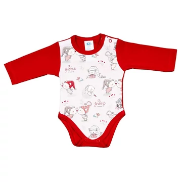 Hosszú ujjú baba body karácsonyi manó mintával