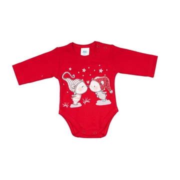 Hosszú ujjú baba body karácsonyi manó mintával