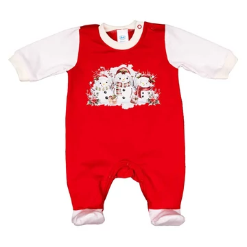 Hosszú ujjú baba rugdalozó karácsonyi mintával