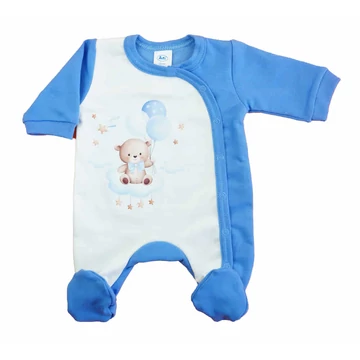 Belül bolyhos elöl patentos hosszú ujjú baba rugdalózó macis mintával