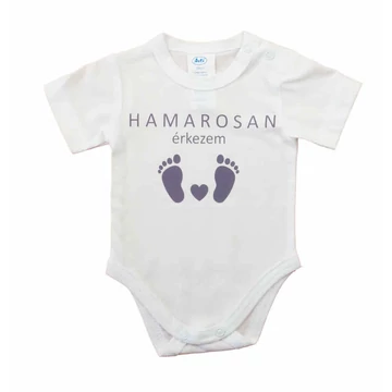 Hamarosan érkezem újszülött baba body, babaváró ajándék