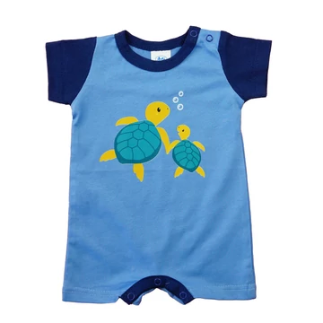 Rövid ujjú napozó pamut anyagból Teknős mintával