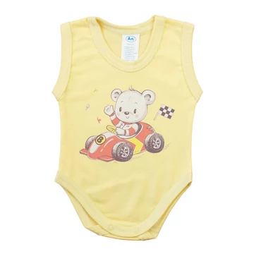 Ujjatlan baba body autós maci mintával Ujjatlan baba body autós maci mintával
