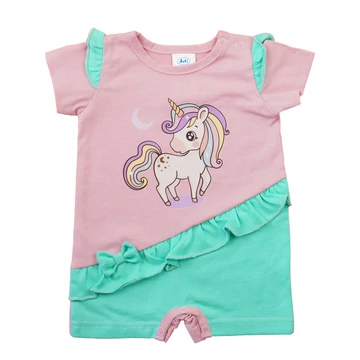 A Rövid ujjú kislány baba napozó - unikornis mintával