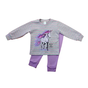 Hosszú ujjú lányka pizsama - Unikornis mintával