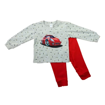 Hosszú ujjú fiú pizsama - Autós mintával