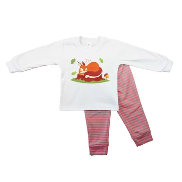 Hosszú ujjú lányka pizsama - Mókus mintával