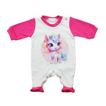 Vékony pamut rugdalózó – Unikornis mintával