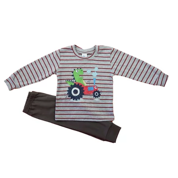 Hosszú ujjú fiú pizsama - Dínós mintával