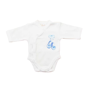 Elöl patentos hosszú ujjú baba body – Kis cipő mintával