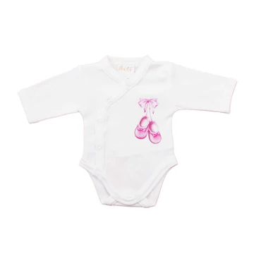Elöl patentos hosszú ujjú baba body – Kis cipő mintával