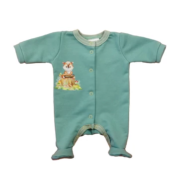 Hosszú ujjú elöl patentos rugdalózó, belül bolyhos – Állatos mintával