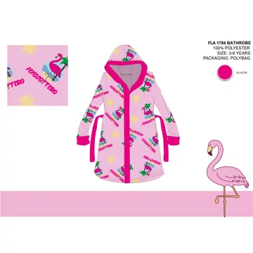 Flamingó mikroszálas kapucnis köntös gyerekeknek - világosrózsaszín - 98-104 Flamingó mikroszálas kapucnis köntös gyerekeknek - világosrózsaszín - 98-104