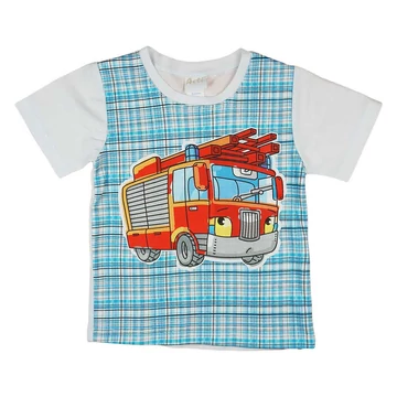 Rövid ujjú fiú póló tűzoltóautó mintával