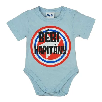 Rövid ujjú baba body "Bébi kapitány" felirattal