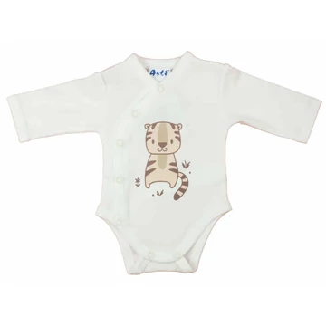 Biopamut elöl patentos hosszú ujjú baba kombidresz