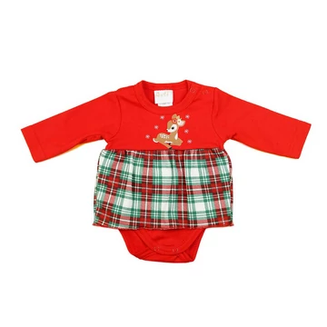 Hosszú ujjú  szoknyás baba body őzike mintával