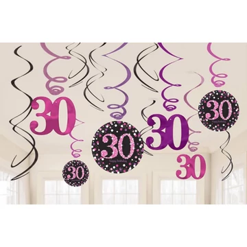 Happy Birthday Pink 30 Szalag dekoráció 12 db-os szett Happy Birthday Pink 30 Szalag dekoráció 12 db-os szett