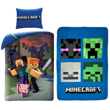 Minecraft Steve and Alex ágyneműhuzat és polár takaró szett Minecraft Steve and Alex ágyneműhuzat és polár takaró szett