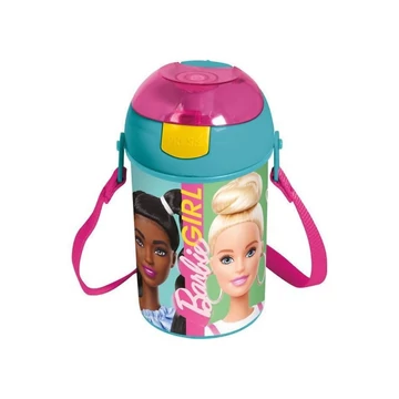 Barbie Happy Thoughts műanyag szívószálas kulacs akasztóval 450 ml Barbie Happy Thoughts műanyag szívószálas kulacs akasztóval 450 ml
