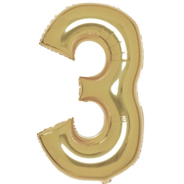 Arany White Gold 3-as szám fólia lufi 87 cm