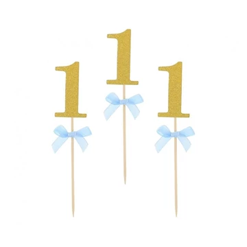 Kék 1st Birthday díszítő pálca 10 db-os Kék 1st Birthday díszítő pálca 10 db-os
