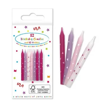 Happy Birthday Pink, Rózsaszín tortagyertya, gyertya szett 12 db-os